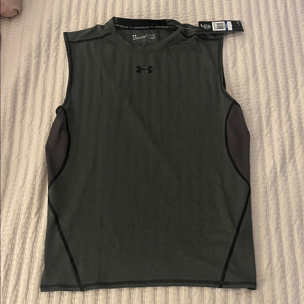 Under Armour Men's Charcoal and Black Tank Top